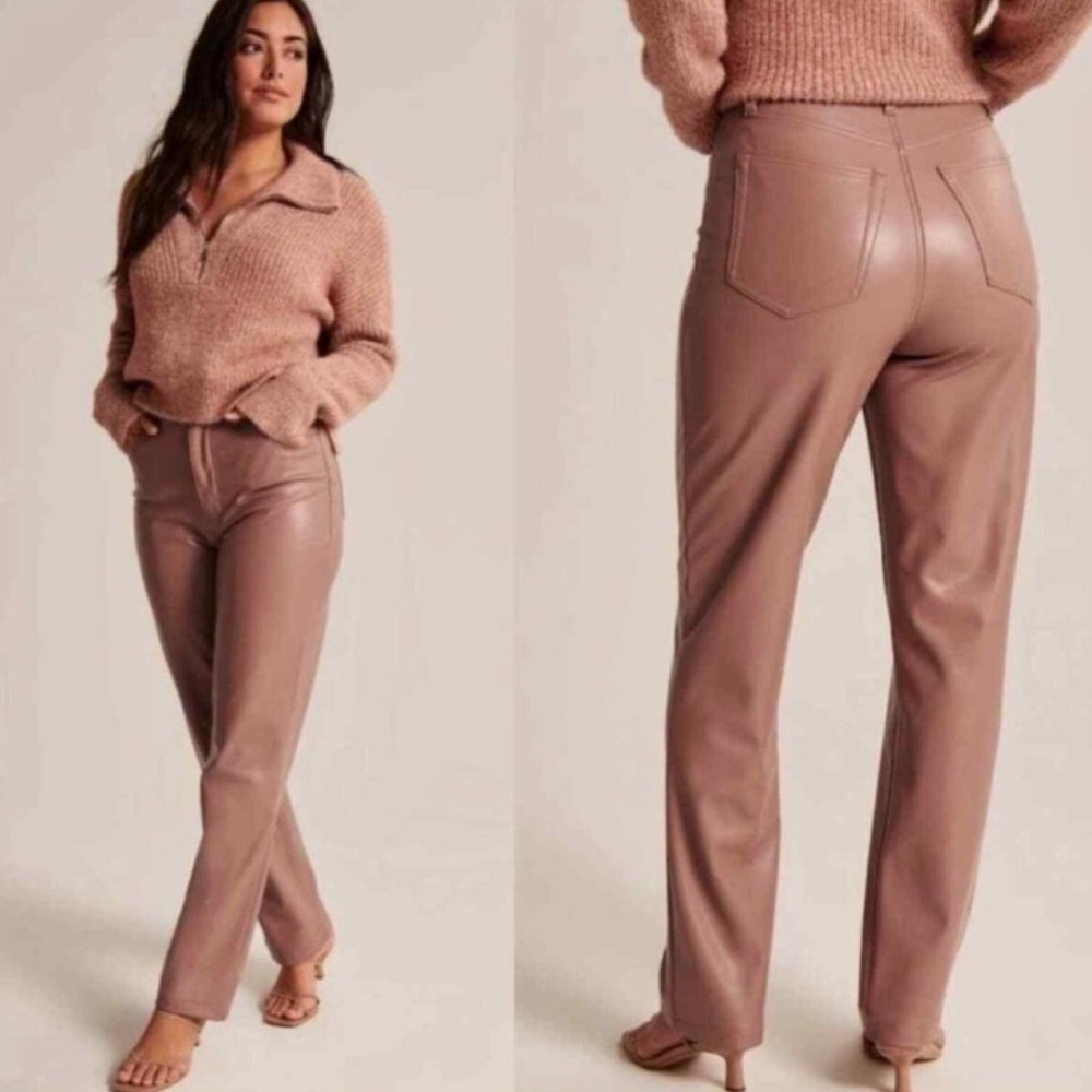 Abercrombie & Fitch The 90s Straight Ultra High Rise Faux Leather Pants 4 NWT - Picture 9 of 9